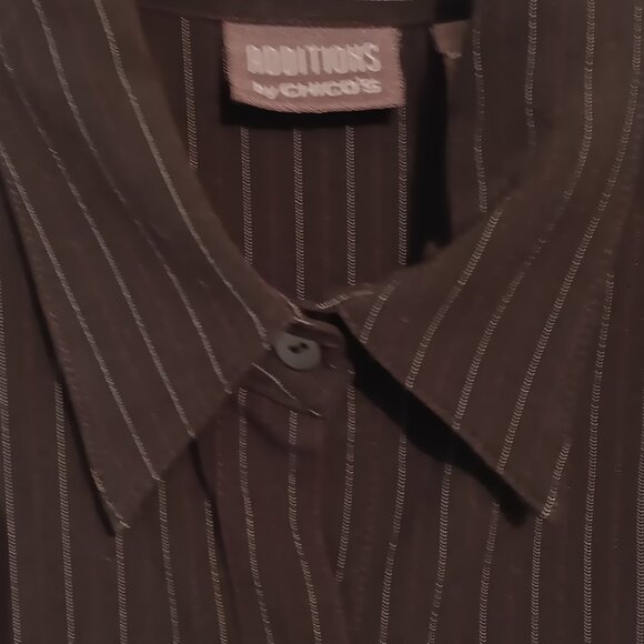 Additions by Chicos Black and Silver Pin Stripe Blouse Size 0 - Picture 3 of 8